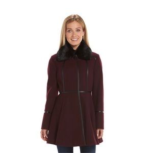 NWT Women’s Apt. 9 Wool-Blend Fit & Flare Purple and Black Peacoat size Medium